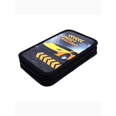 Пенал 2 секции, 125 х 205 х 40 мм, Calligrata 30П26/2 "Тачка racing", ламинированный картон
