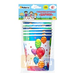 Стаканчики картонные Paterra Шарики, 250 мл., 6 шт.