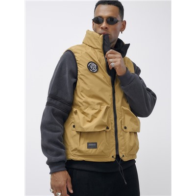 Жилет мужской утепленный спортивный горчичного цвета 15323G