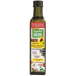 Масло Здоровое меню Подсолнечное НЕрафинированное холодного отжима 0,25л