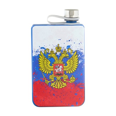 Фляжка для алкоголя «Герб России», нержавеющая сталь, подарочная, 270 мл, 9 oz