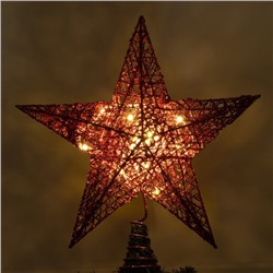 Светодиодная верхушка на ёлку «Звезда красная», 25 см, 20 LED, от батареек CR2032х2, свечение тёплое белое