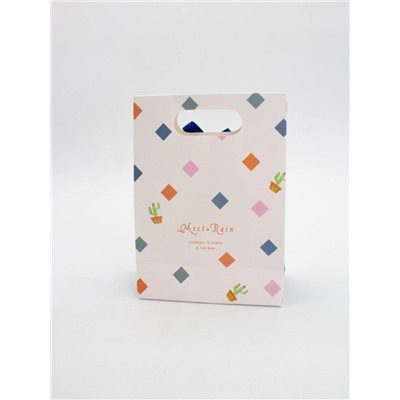 Пакет подарочный (XS) "Colorful diamonds", white (12x6x16)