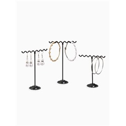 Подставка под серьги QF «Волны», набор 3 шт., h=9.5, 11, 13 см, чёрная