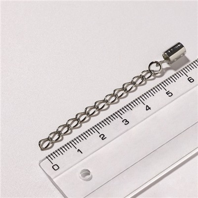 Замок карабин 5 шт. 12×7 мм, с удлинителем и обжимными круглыми концевиками 10×5 мм