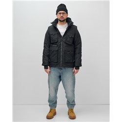 Куртка - жилетка трансформер 2 в 1 мужская зимняя черного цвета 2409Ch