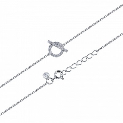 Браслет с фианитом родированный серебро 925*