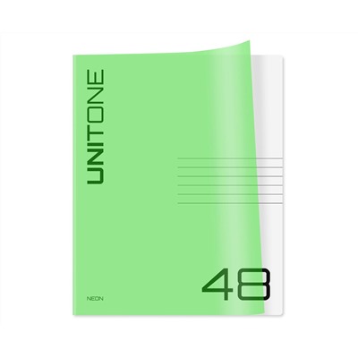 Тетрадь 48л. клетка BG "UniTone. Neon", пластиковая обложка, неон салатовый