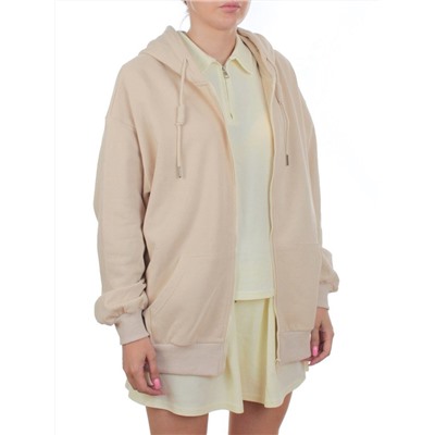 3265 BEIGE Худи на молнии женское (95% хлопок, 5% эластан)