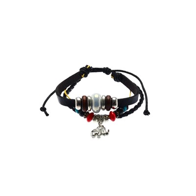 Браслет кожа «Хиппи» индийский слон, цветной, d=6 см