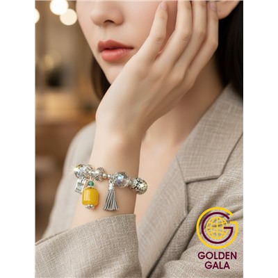 Браслет женский с кристаллами на резинке БР12/03 (перламутровый хамелеон)