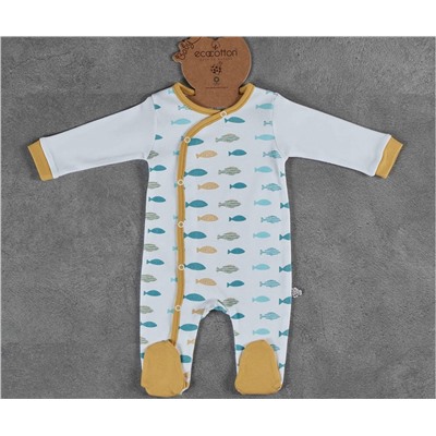 Комбинезон 9-12 месяцев для Младенцев Dodo Sarı 9-12 Ay Baskılı Tulum - EcoCotton