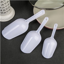 Набор совков Доляна, 3 шт., 15.5×5.5×2.5 / 18.7×6.7×3 / 22.1×8×3.1 см, белые