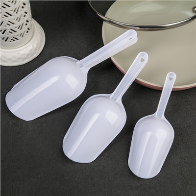 Набор совков Доляна, 3 шт., 15.5×5.5×2.5 / 18.7×6.7×3 / 22.1×8×3.1 см, белые