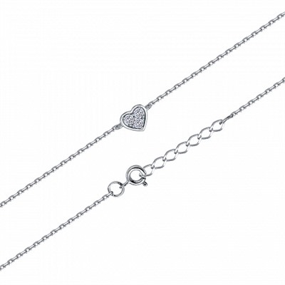 Браслет с фианитом родированный серебро 925*