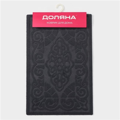 Коврик влаговпитывающий придверный без окантовки Доляна «Восточная сказка», 40×60 см, серый