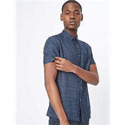Navy Textured Short Sleeve Shirt