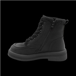 Ботинки из натуральной кожи на меху P-ML01-1 черные