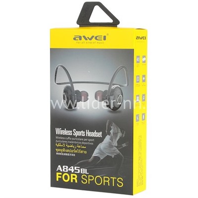 Наушники MP3/MP4 AWEI (A845BL) SPORT Bluetooth вакуумные черные