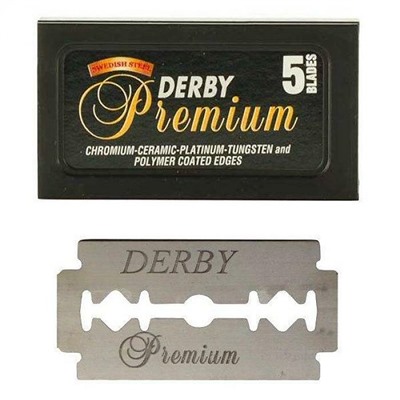 Лезвия для бритья классические двусторонние Derby Premium 5шт. (5X5шт. =25 лезвий) (Pillar Box.)