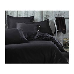 2 сп. Евро Комплект Постельного Белья Cotton Saten Belinda Siyah Çift - EcoCotton