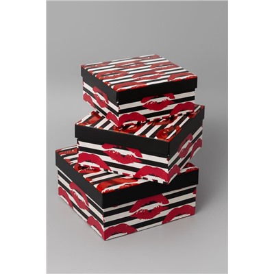 Набор подарочных коробок 3 в 1 «Kiss of passion», 15*15*6.5-17*17*8-19*19*9.5