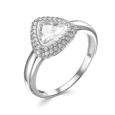 Кольцо с фианитом родированное серебро 925*