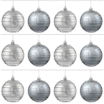 GAEM Набор из 12шт, Украшение новогоднее Шар "Спираль серебристая", D10 см, L44 W33 H11 см