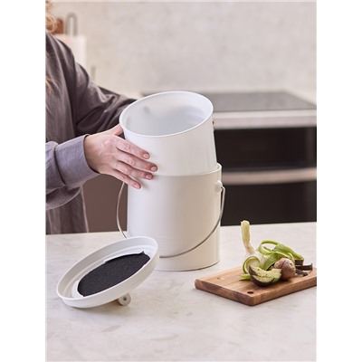 Контейнер для пищевых отходов с фильтром Irmel, 3,5 л, молочный