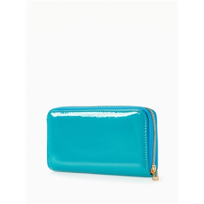 Кошелёк женский на молнии, 20×2×10 см, лаковый, бирюзовый