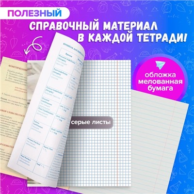 Набор предметных тетрадей 48 листов, Calligrata "Чёрное-белое", 10 предметов, серые листы