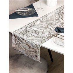 Дорожка на стол Доляна «Листопад», 30×150 см, серебряная