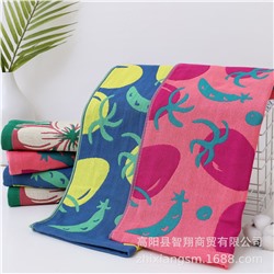 Zhiyang towel, four-layer cotton jacquard gauze cherry tomato flower square towel, soft absorbent kitchen towel factory price wholesale