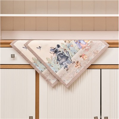 КОМПЛЕКТ САЛФЕТОК 2ШТ  "ПРОМЕНАД"40Х40 СМ ,БЕЖЕВЫЙ, 100% ХЛОПОК,ТВИЛ