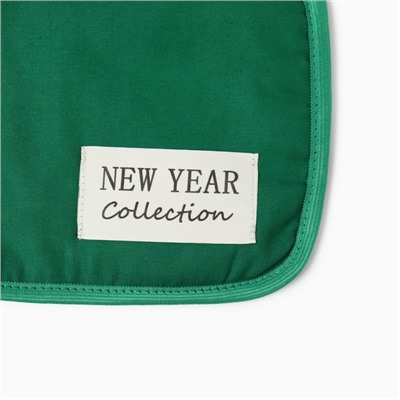 Набор кухонный "Этель" New year collection цвет зелёный, варежка 18х29 см, прихватка 19х19 см,100% хлопок