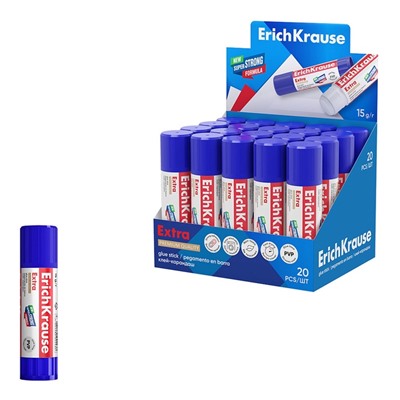 Клей-карандаш, ErichKrause Extra, усиленный, 15 г