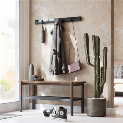 Вешалка настенная Flip, 8 крючков, черная