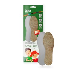 BRAUS Стельки детские зимние WOOL KIDS(шерсть+латекс) (р.19-35) БЕЗРАЗМЕРНЫЕ