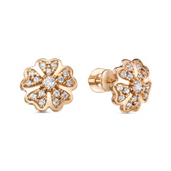 Серьги с фианитом позолоченные серебро 925*