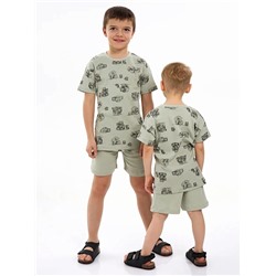 Детская пижама с шортами "Семья" / Шалфей