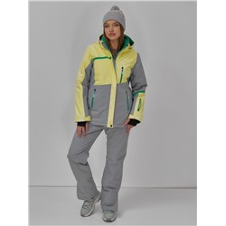 Гоннолыжная куртка женская зимняя желтого цвета 709J
