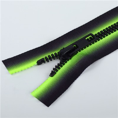 Молния «Трактор», №5, разъёмная, замок автомат, 35 см, зелёная, чёрная