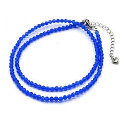 Чокер из улексита с эффектом кошачьего глаза шарик граненый 3мм цвет синий, 40см