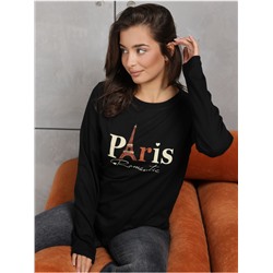 Лонгслив "Париж" женский черный