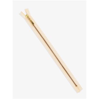 Молния металлическая, №3, неразъёмная, замок автомат, 30 см, бежевая