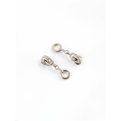 Бегунок для металлической молнии, №3, «Кольцо», 10 шт., цвет никель