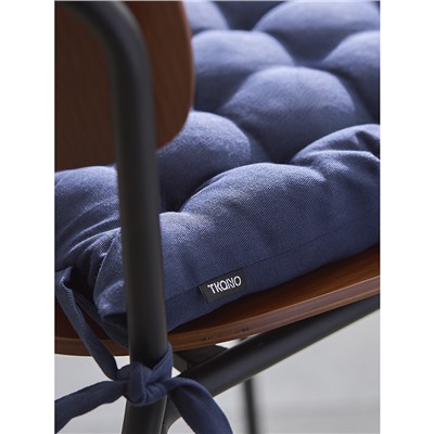 Подушка на стул из хлопка темно-синего цвета из коллекции Essential, 35х35 см