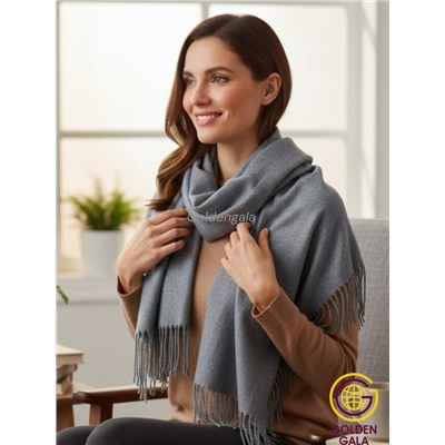 Платок теплый кашемировый однотонный (Меланж) Арт 9039/2 серо-голубой