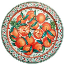 Поднос жестяной круглый 379 мм "Мандарины" Ц379-01753