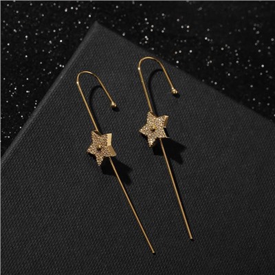 Серьга кафф «Звездопад», цвет белый в золоте